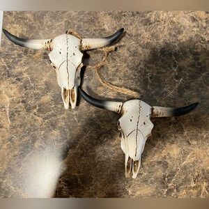 2 Cow Skull Ornaments